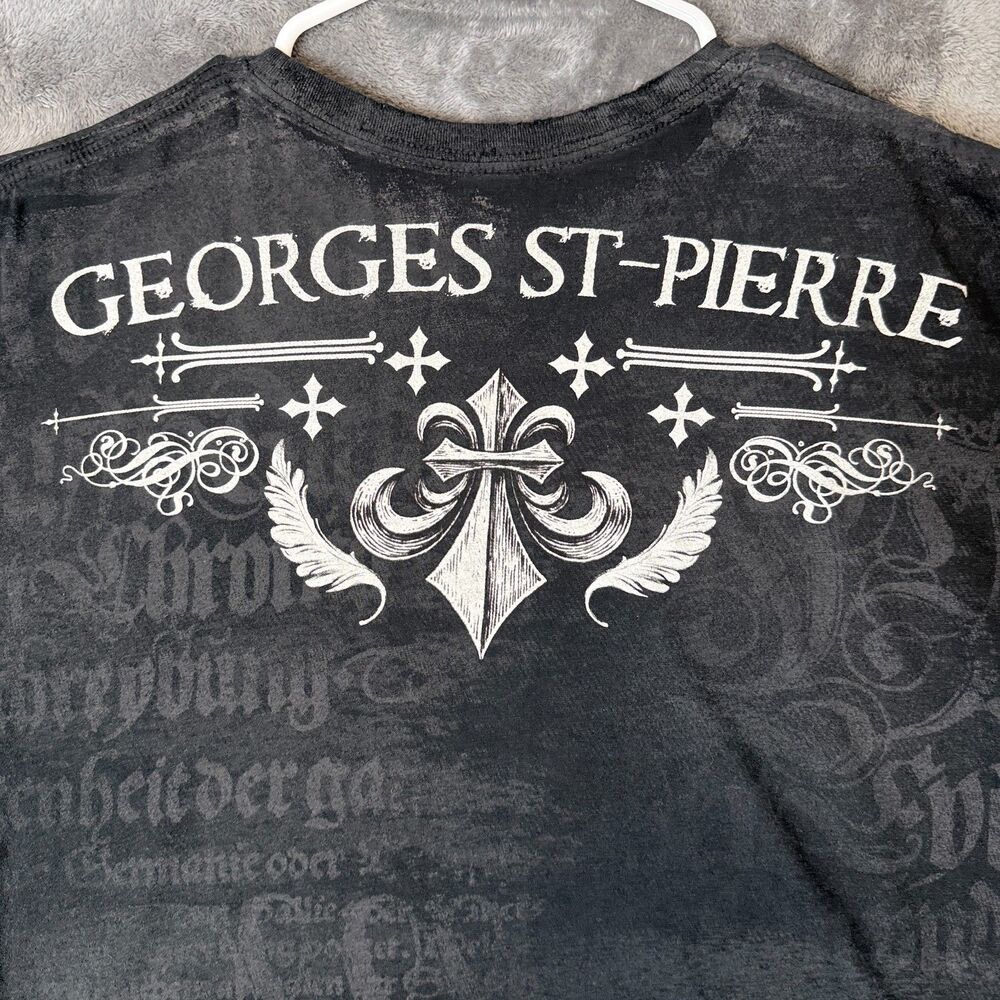 Vintage Y2K Affliction Georges St-Pierre Eagle Tribal Wings Black Size Large - Picture 7 of 7